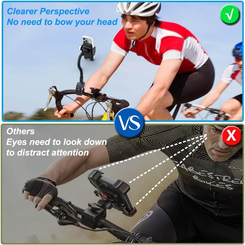 Cuxwill Phone Holder Spin Bike Mount, Goosencek Handlebar Clamp Holder Fit Peloton, Treadmill, Wheelchair, Indoor Exercise Bicycle, Mic Stand, Scooter, Stroller - Fit iPhone 15 Pro 14 13 & All 4-7" Cell Phone - Image 5